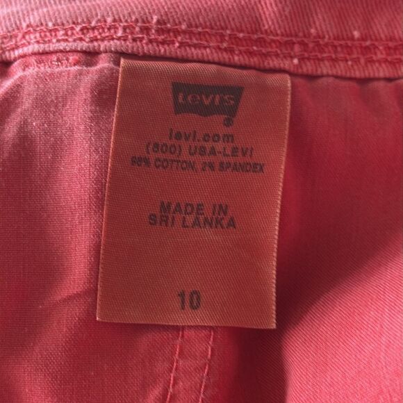 Levi's Denim Shorts Size 10 Coral Pink Stretch Raw Hem Casual‎ Summer - Picture 4 of 5